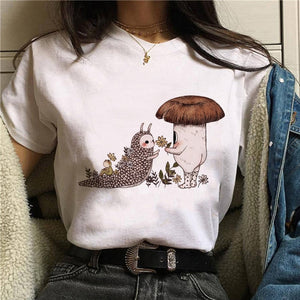 Caterpillar & Mushroom Kawaii T-Shirt