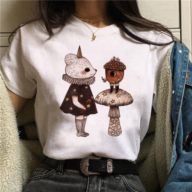 Bear, Acorn and Mushroom Kawaii T-Shirt