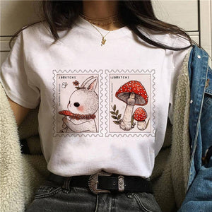 Bunny & Mushroom Stamps Kawaii T-Shirt