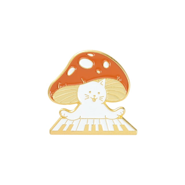 Cat Mushroom Enamel Pin