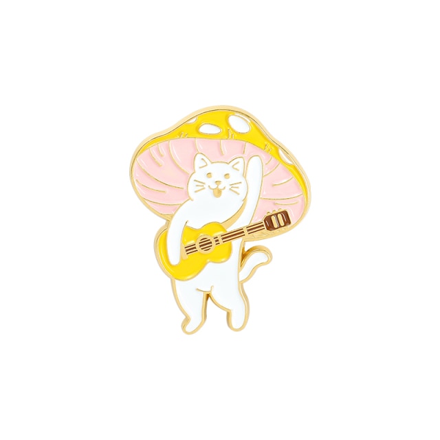 Guitar Cat Mushroom Enamel Pin