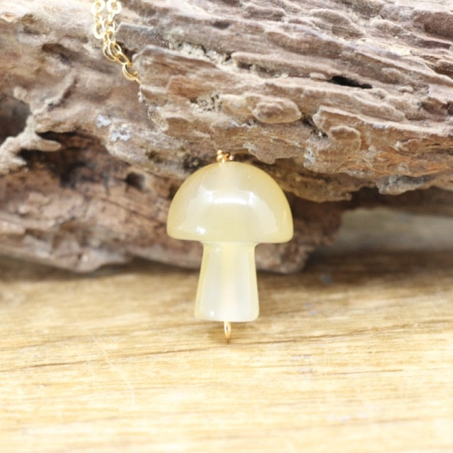 Reiki Natural Stone Mushroom Necklace